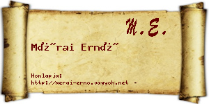 Mérai Ernő névjegykártya
